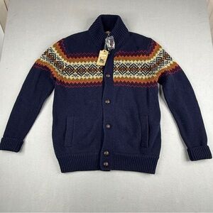 Refectory NWT Fair Isle Wool Blend Cardigan Shawl Collar Nordic Sweater M